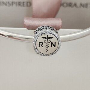 Pandora RN Logo Registered Nurse Caduceus Charm Bead S925 Silver with box